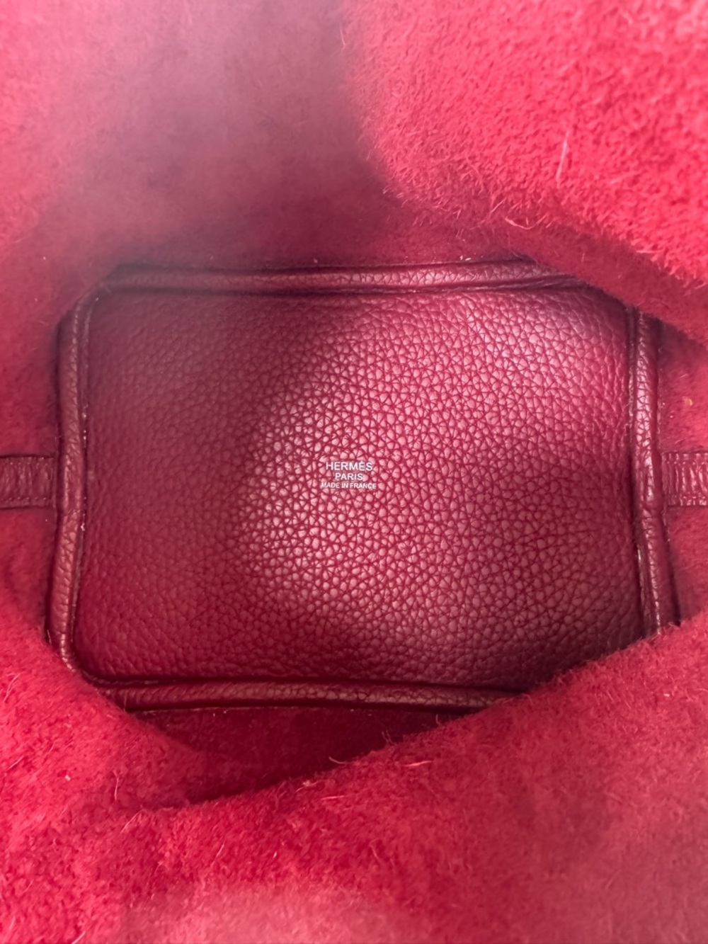 Hermes Picotin Lock 18 handbag crafted from Taurillon Clemence Leather-dark red - Picture 6 of 10